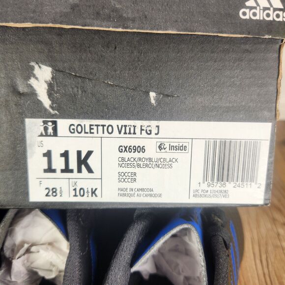 Adidas Goletto VIII FG Junior Size 11K Black Blue Athletic Soccer Cleats GX6906 - Picture 11 of 11